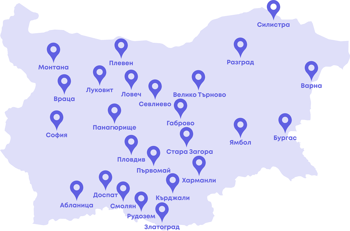 Bulgarian map of Telerik Academy School