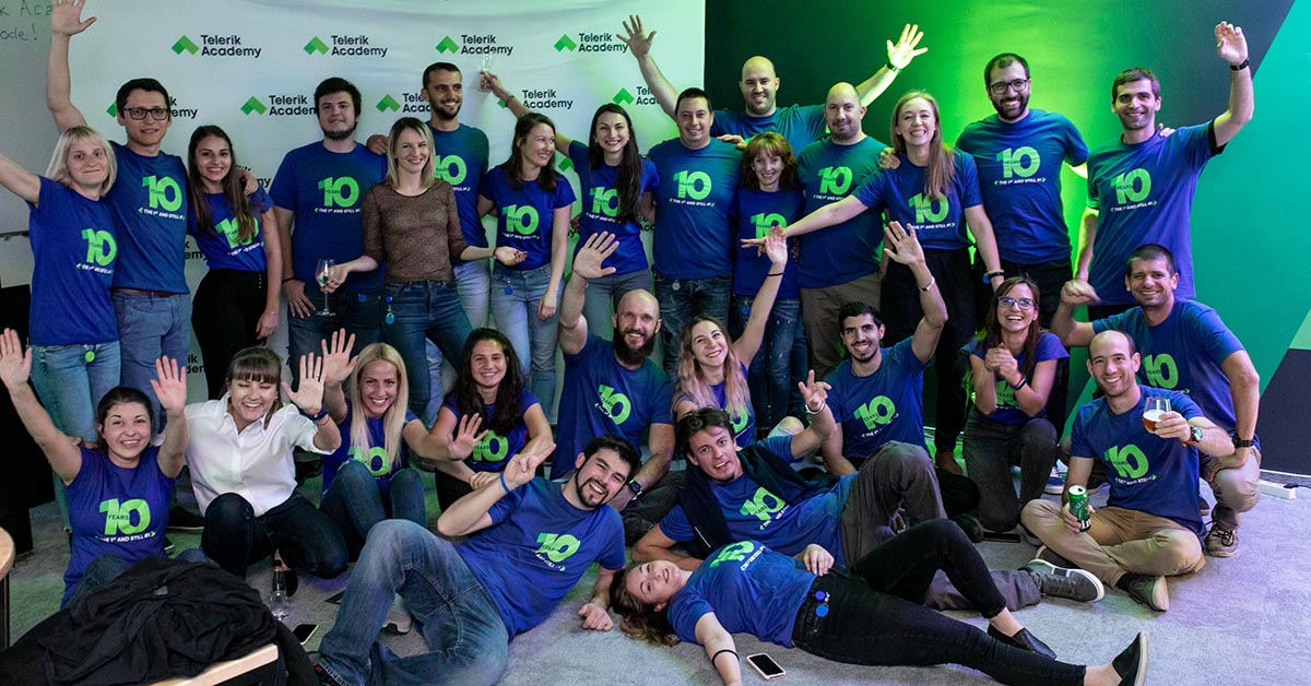 photo of the telerik acdemy team during the academy's 10th birthday