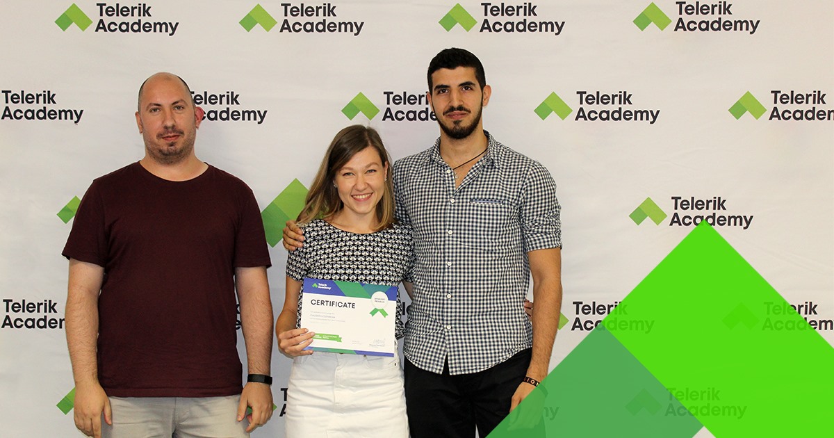 Photos of zvezdelina djokova, telerik academy alpha graduate with telerik academy trainers